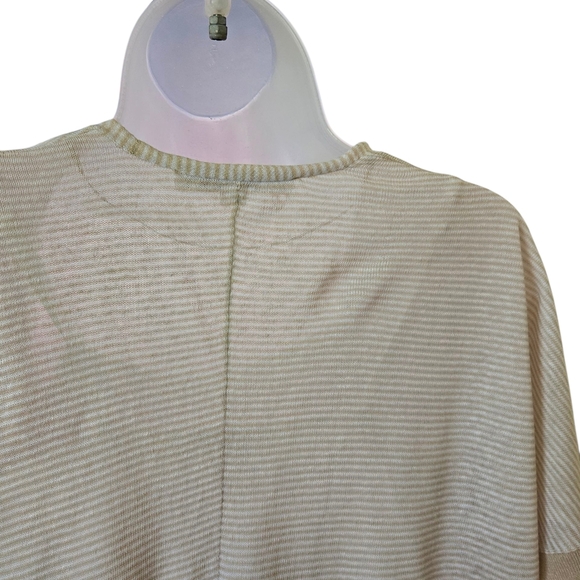 LOFT Striped Kimono Cardigan Open Front Short Sleeve Lightweight Beige Tan S - Picture 6 of 7